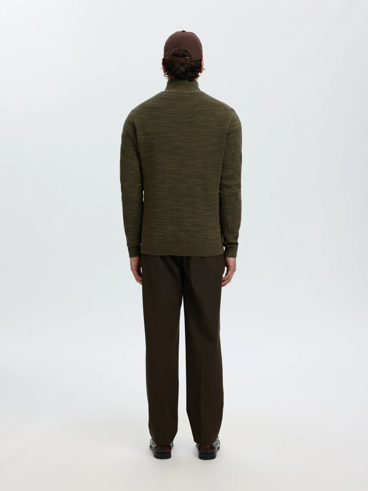Selected Homme Dane LS Knit Structure Half Zip - Green