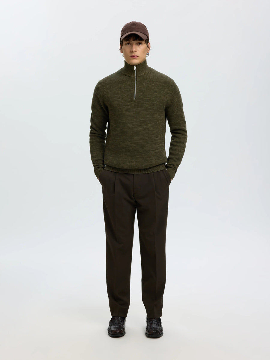 Selected Homme Dane Structured Half - Zip Knit - Green