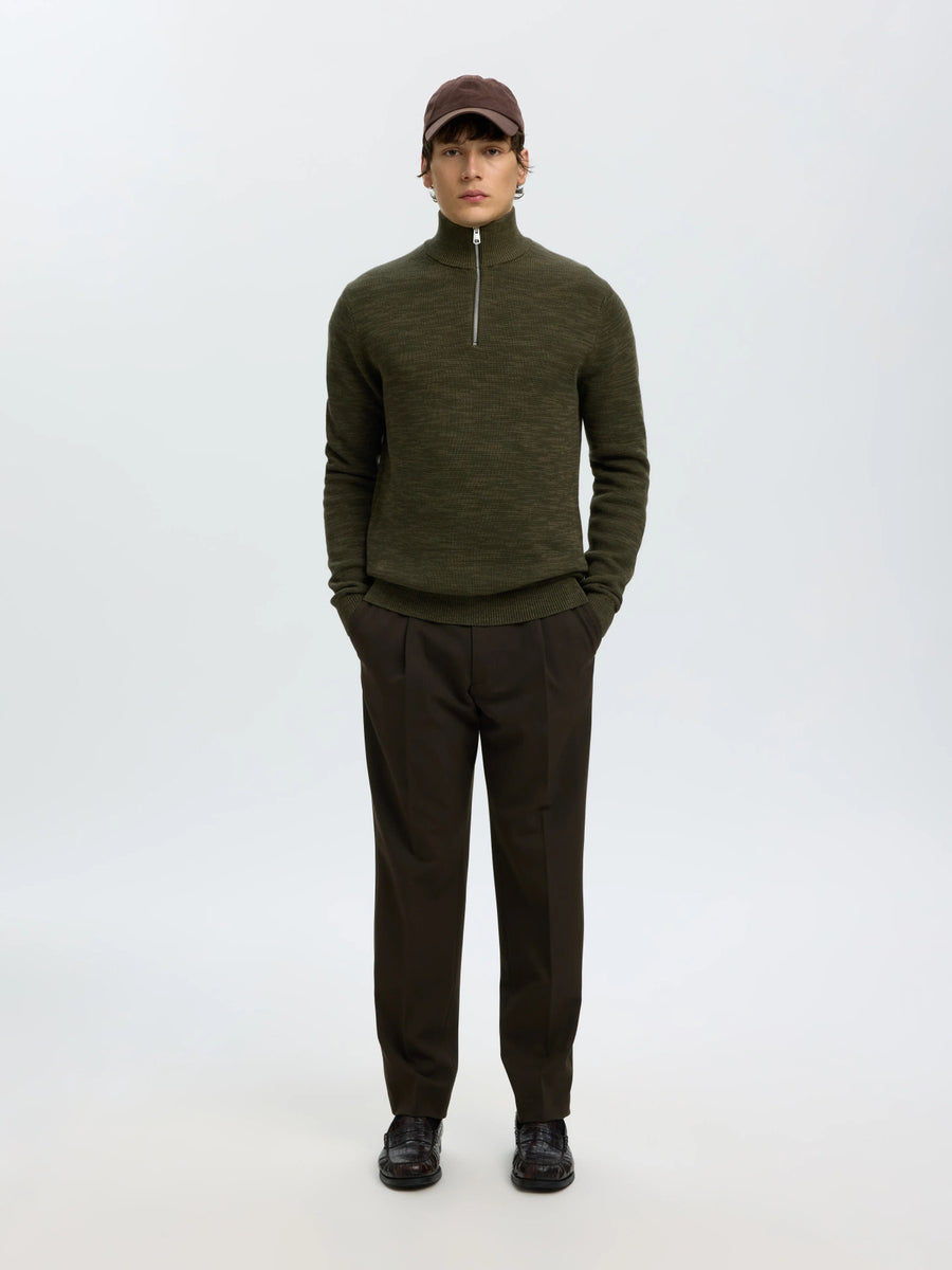 Selected Homme Dane Structured Half - Zip Knit - Green