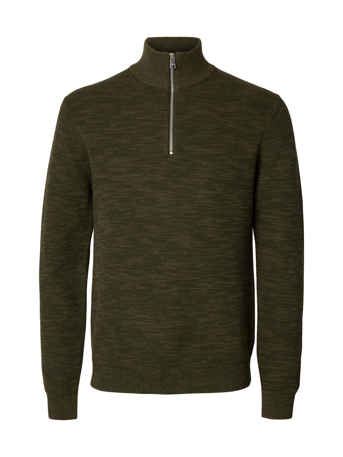 Selected Homme Dane LS Knit Structure Half Zip - Green