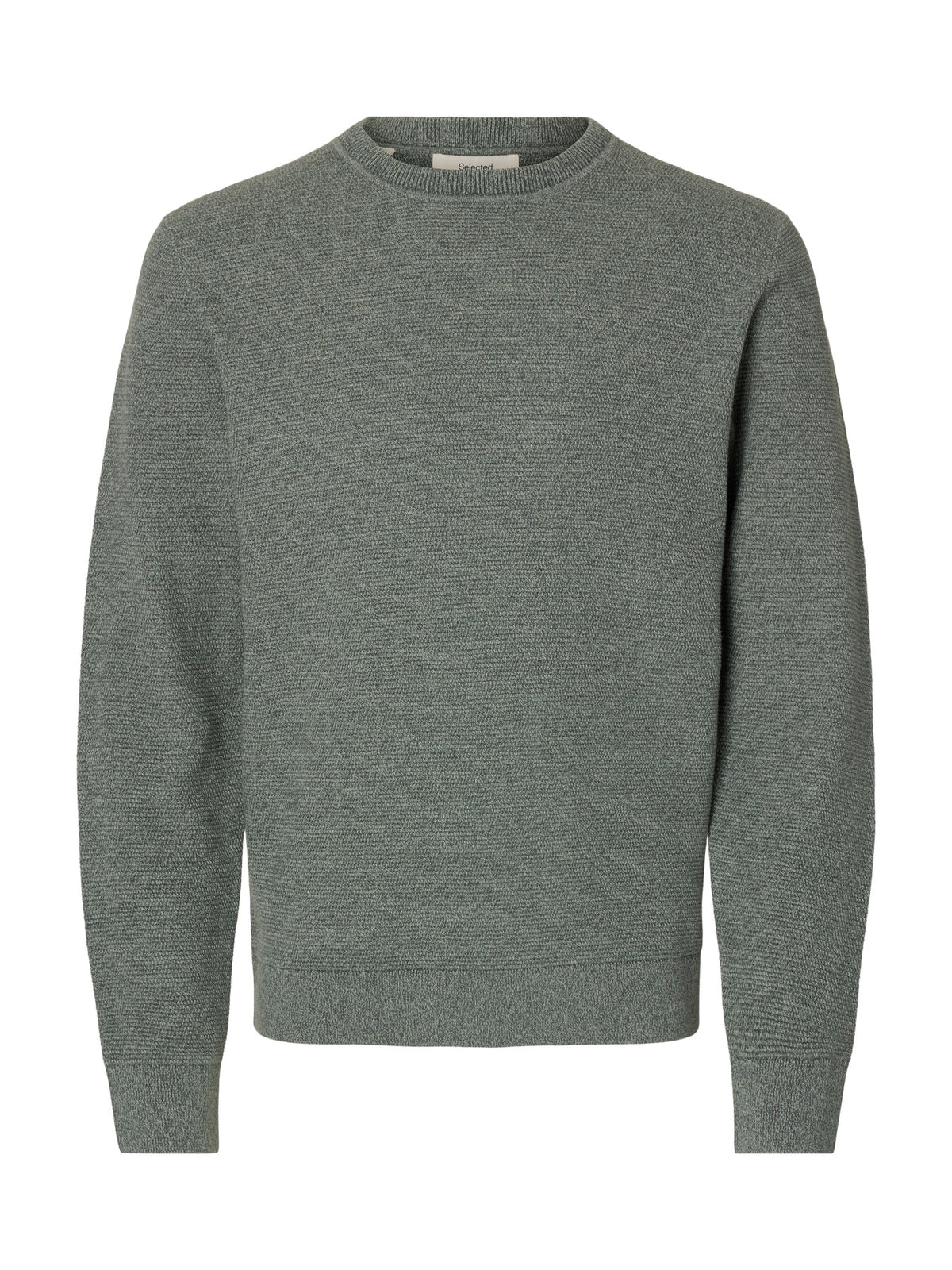Selected Homme Ross LS Knit Structure Crew Neck - Balsam Green