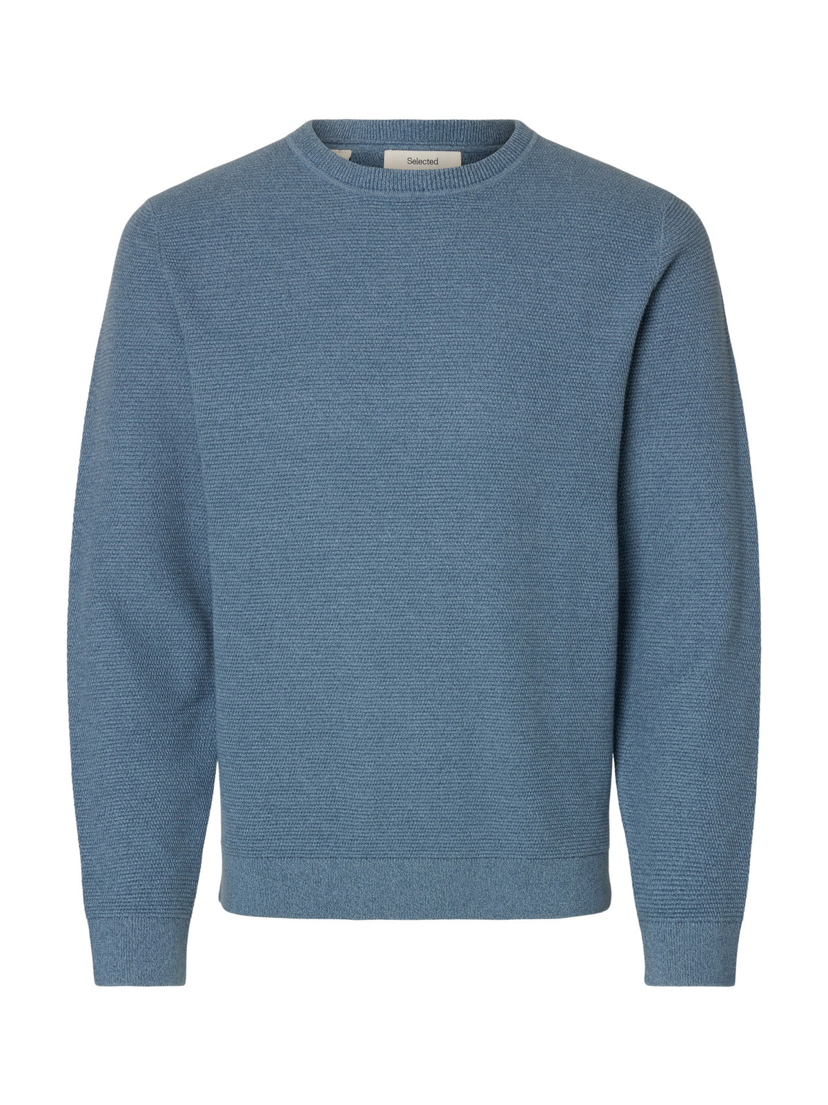 Selected Homme Ross LS Knit Structure Crew Neck - Mirage Blue