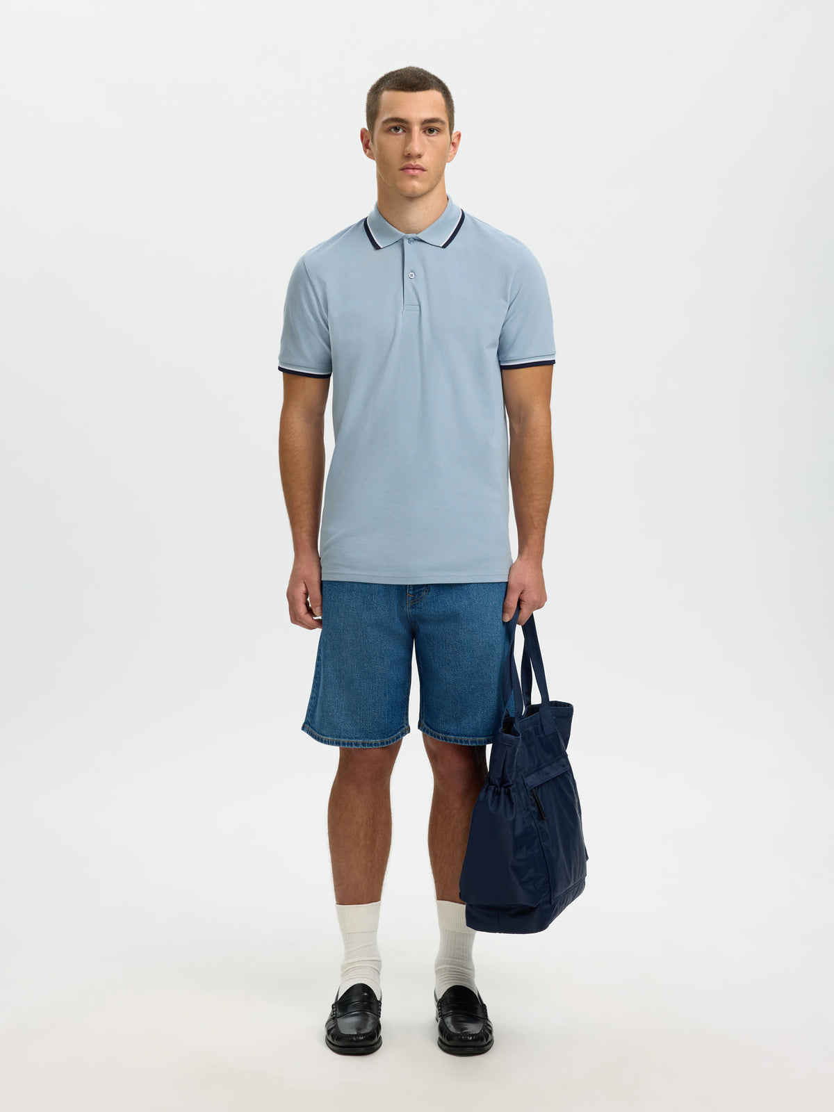 Selected Homme Atlas Sport SS Polo - Dusty Blue