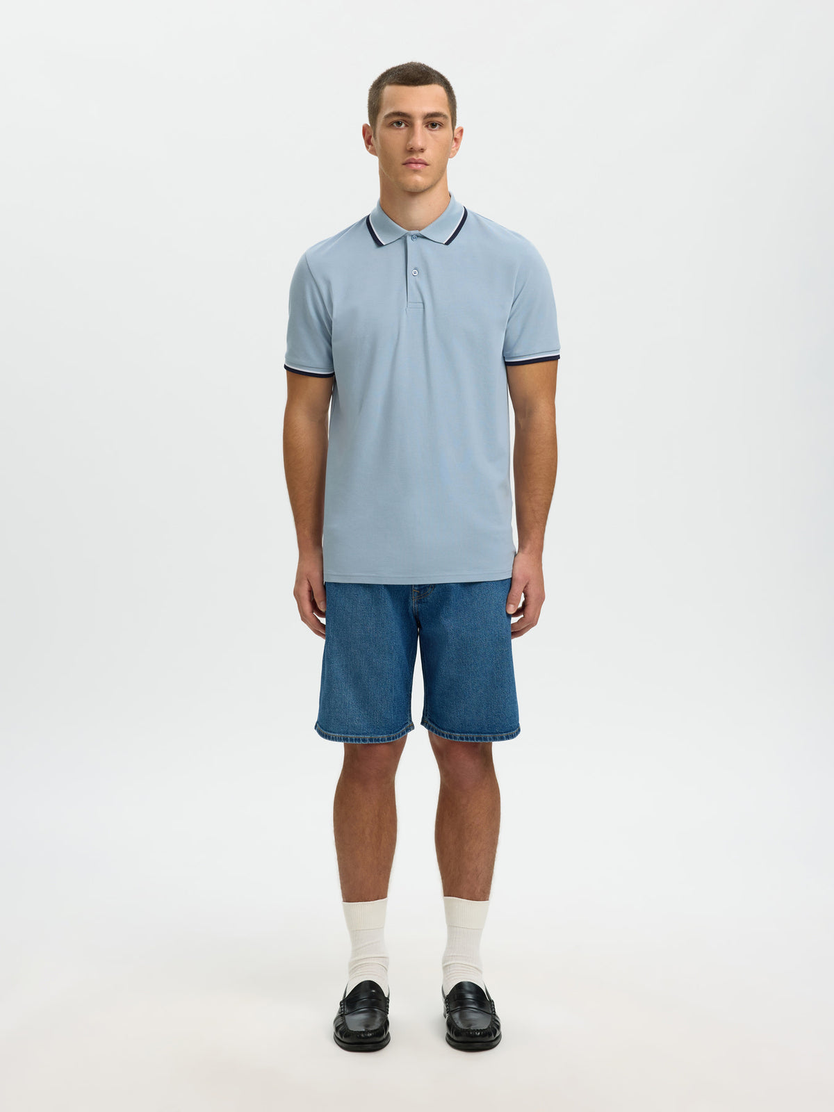 Selected Homme Atlas Sport SS Polo - Dusty Blue