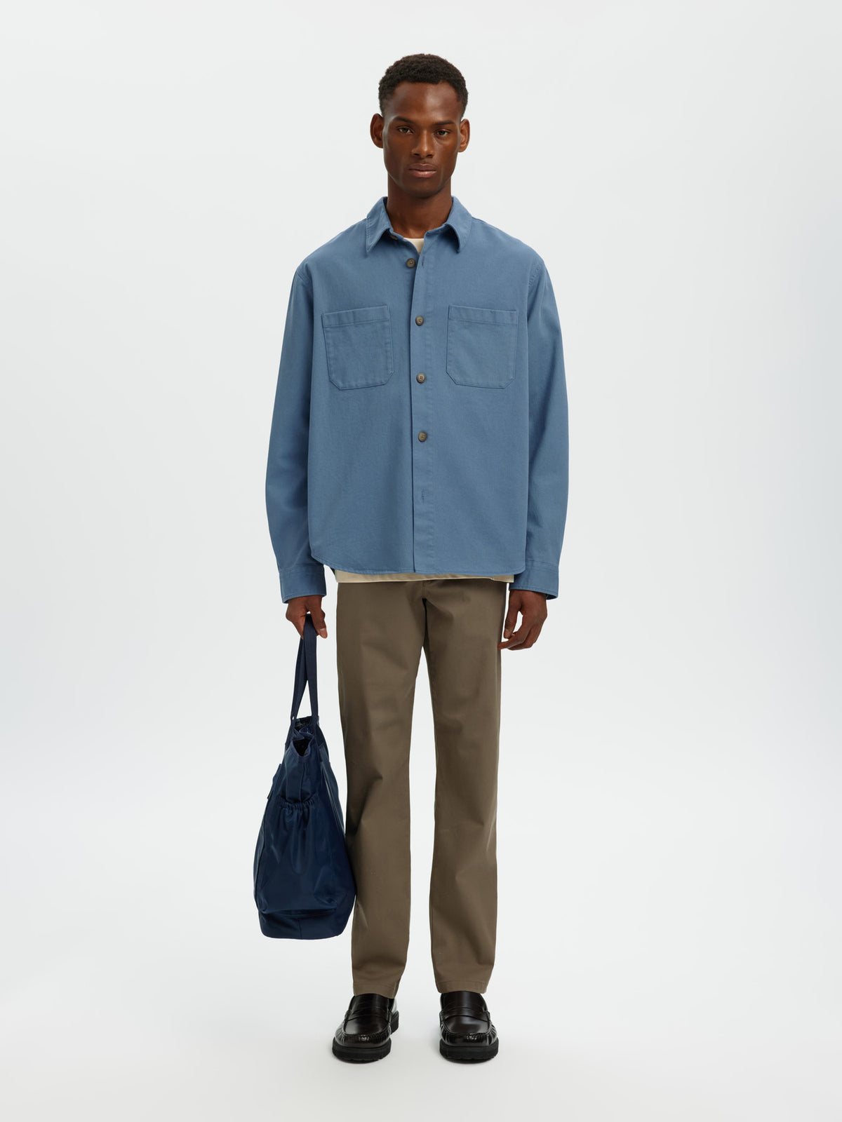 Selected Homme Travis Twill Overshirt - Blue Mirage