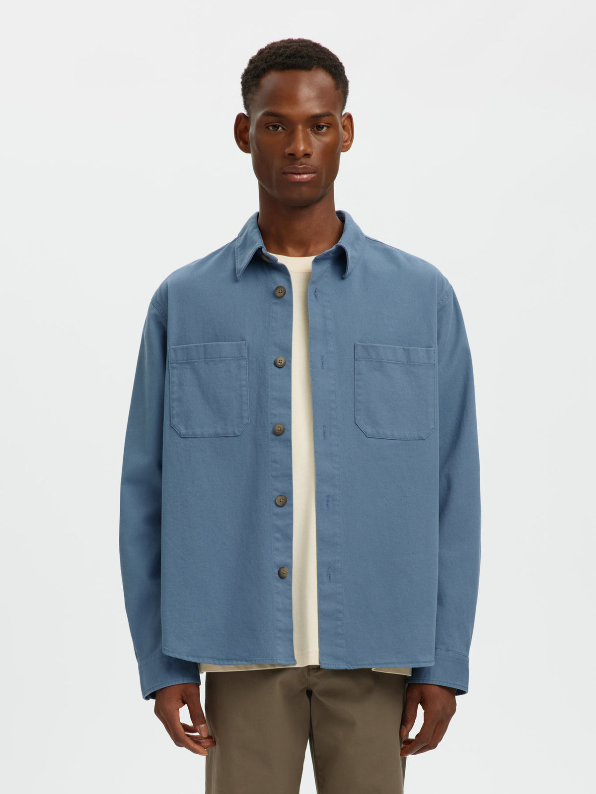 Selected Homme Travis Twill Overshirt - Blue Mirage