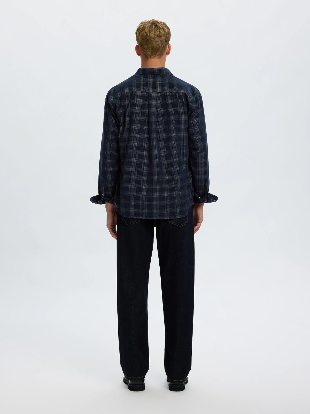 Selected Homme Claus-PAU Reg Cod Check LS Shirt - Sky Captain Egret Blue