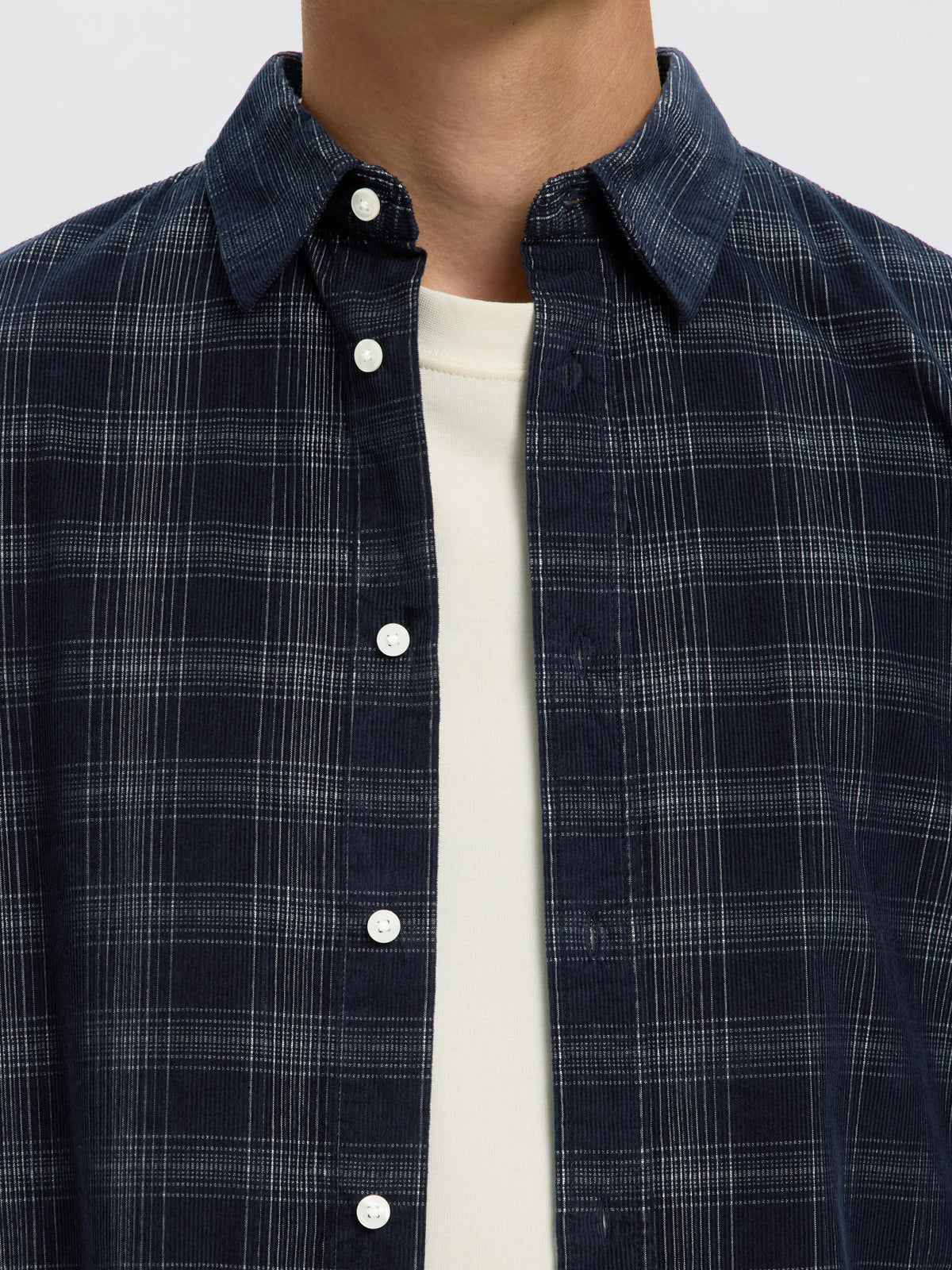 Selected Homme Claus-PAU Reg Cod Check LS Shirt - Sky Captain Egret Blue