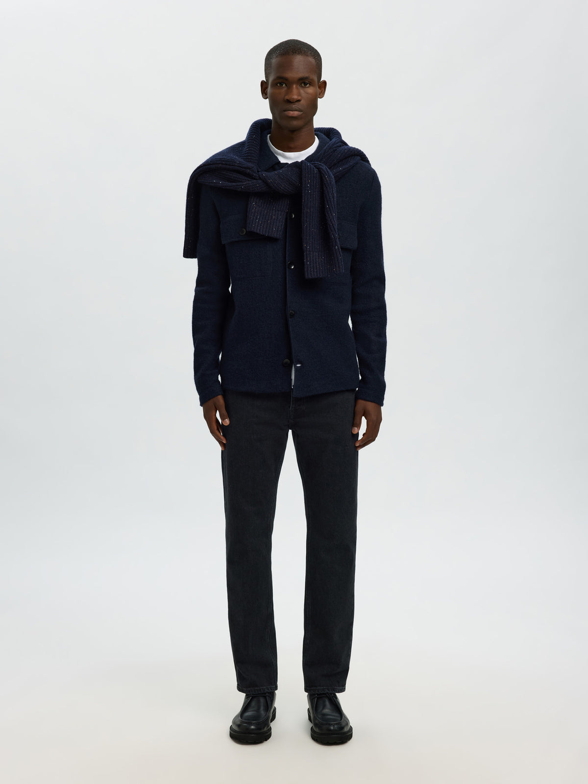 Selected Homme Knitted Workwear Cardigan - Sky Captain Navy