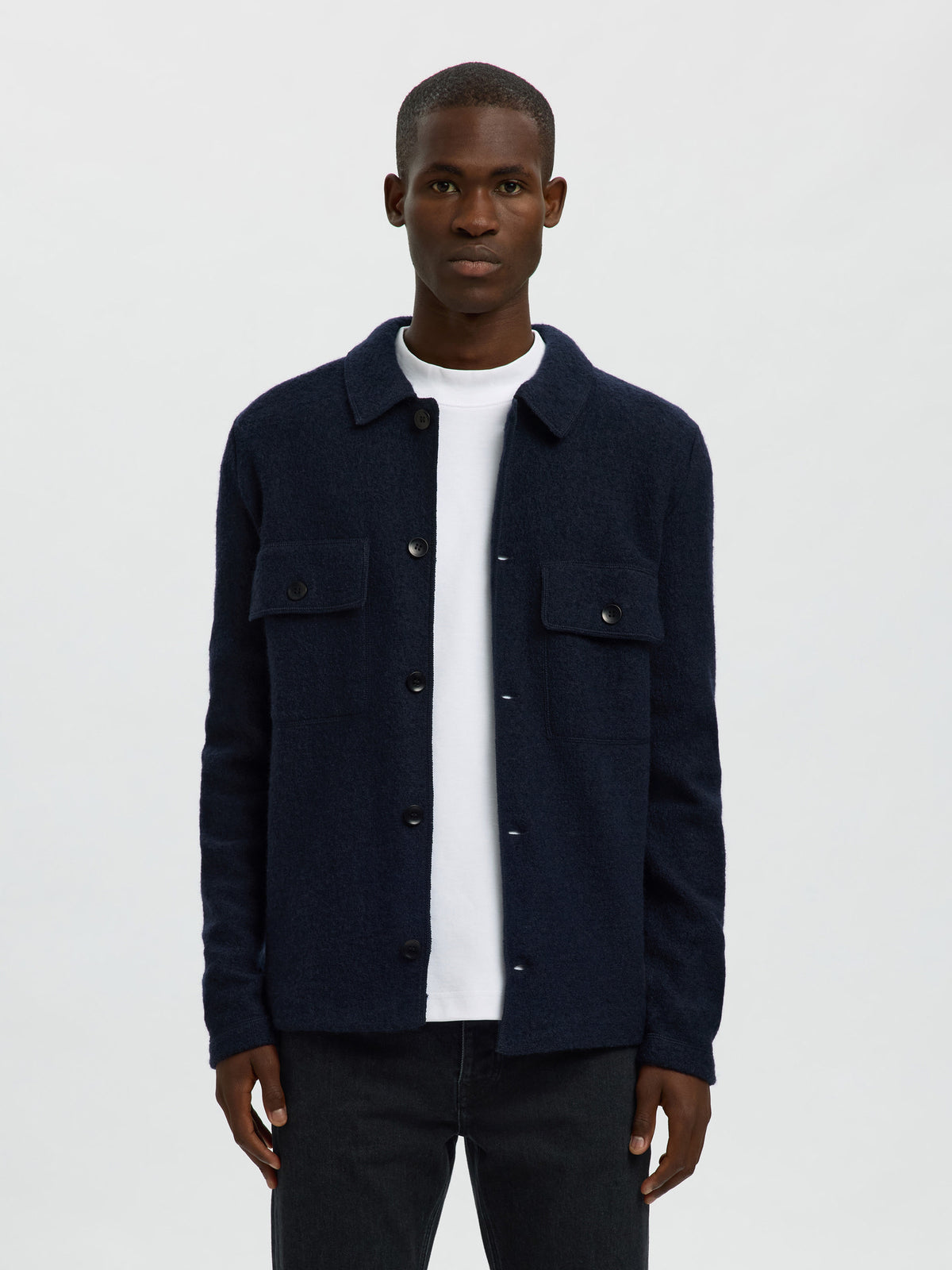 Selected Homme Knitted Workwear Cardigan - Sky Captain Navy