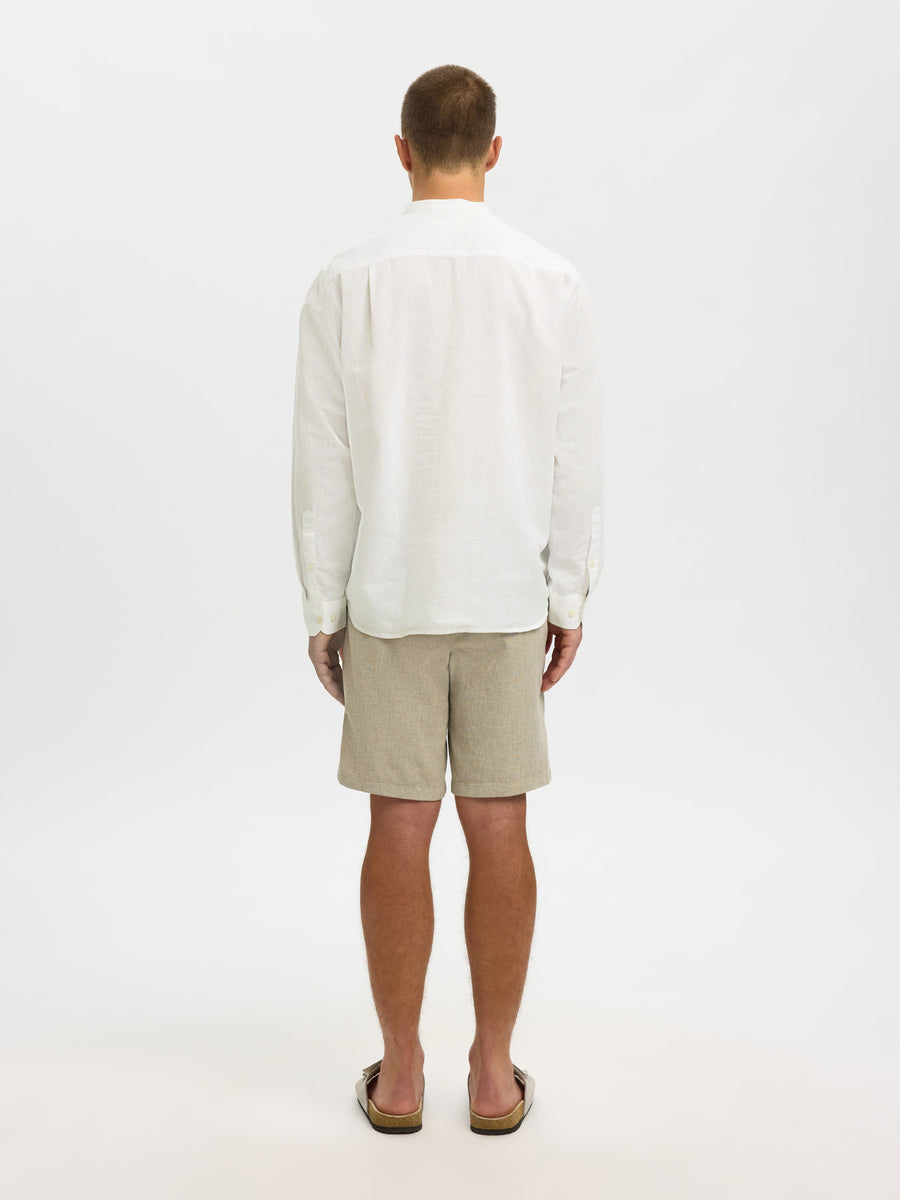 Selected Homme Linen Blend Casual Shirt - Bright White