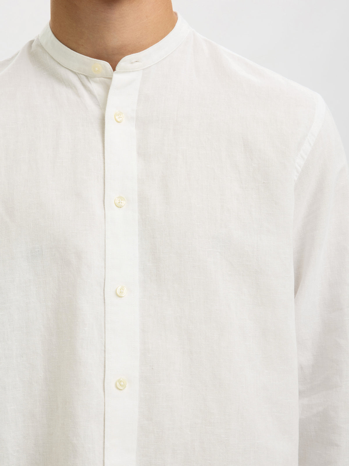 Selected Homme Linen Blend Casual Shirt - Bright White