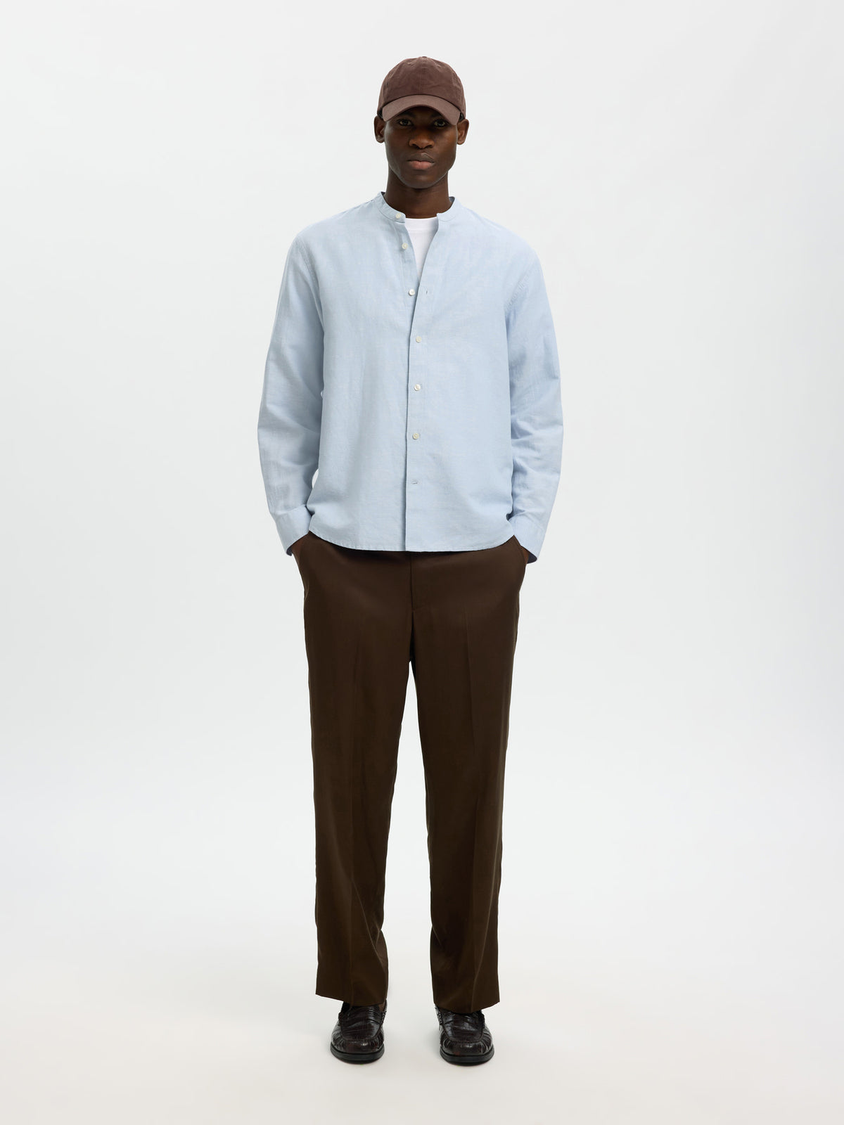 Selected Homme Linen Blend Casual Shirt - DUSTY Blue