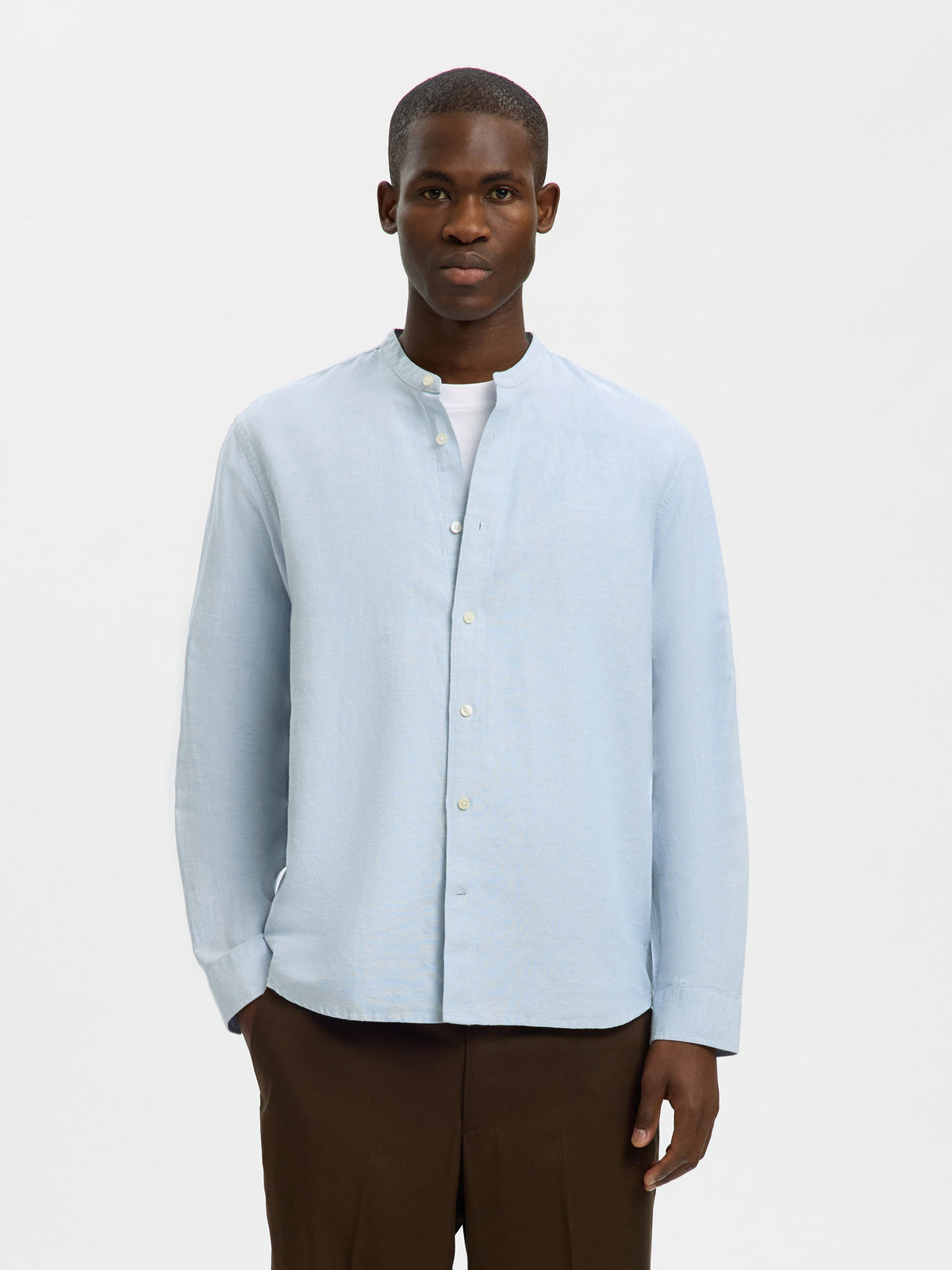Selected Homme Linen Blend Casual Shirt - DUSTY Blue Selected Homme Linen Blend Casual Shirt - DUSTY Blue