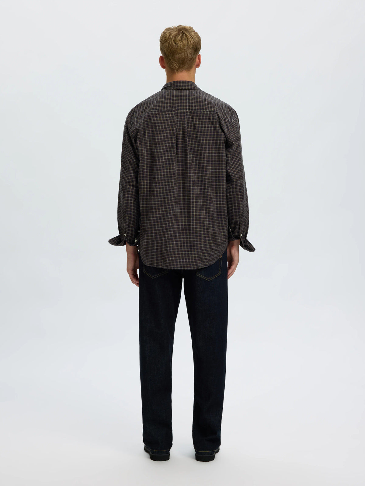 Selected Homme Cole-Jay Reg Melange LS Shirt - Dark Sapphire Multi Blue