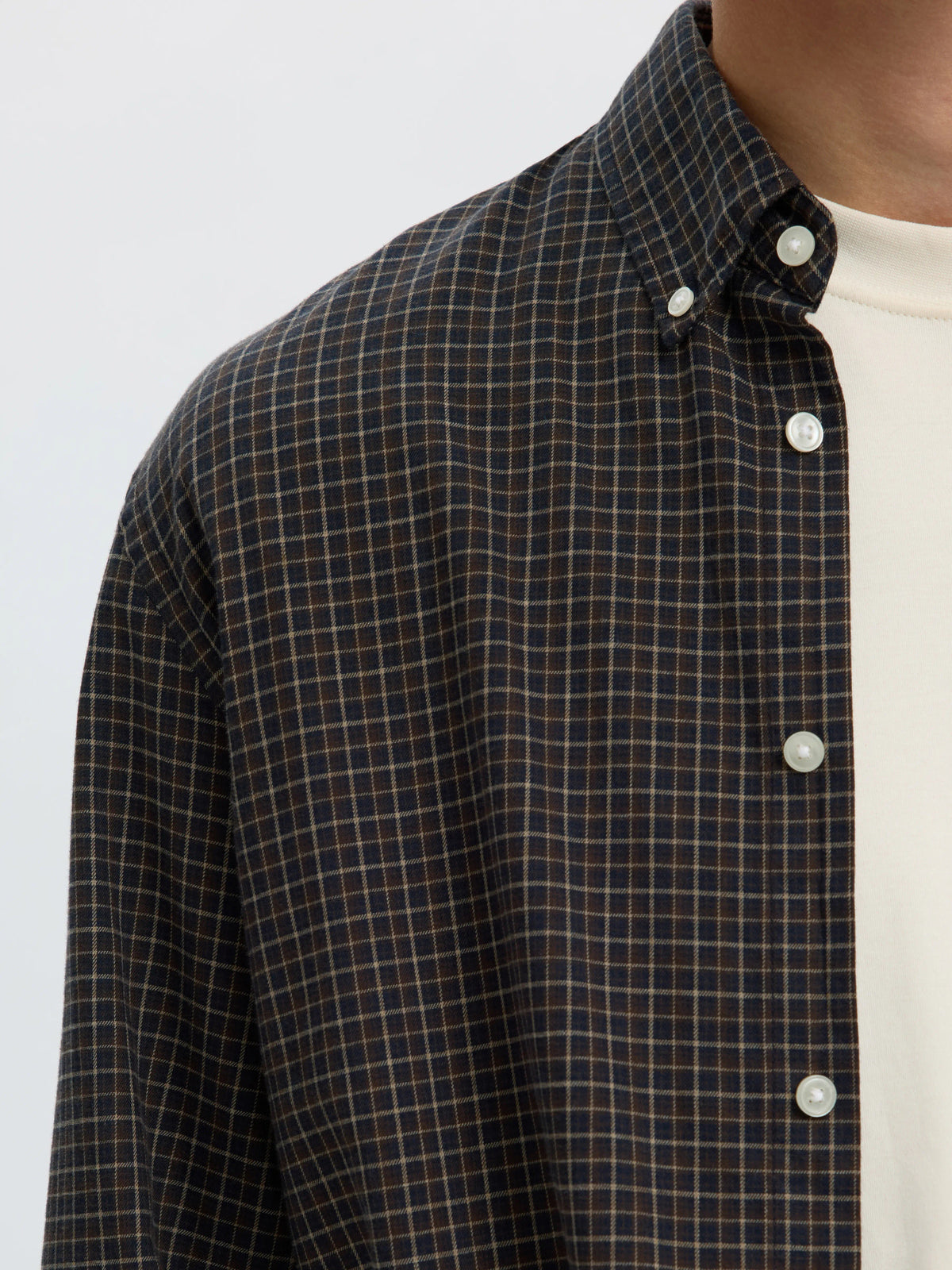 Selected Homme Cole-Jay Reg Melange LS Shirt - Dark Sapphire Multi Blue