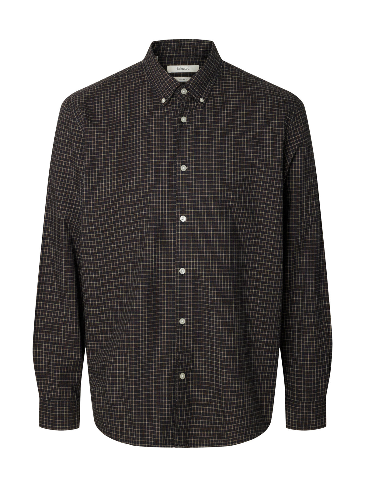 Selected Homme Cole-Jay Reg Melange LS Shirt - Dark Sapphire Multi Blue