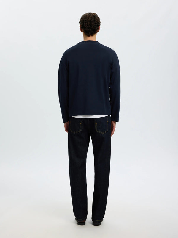 Selected Homme TAJ Heavy LS O-Neck T-Shirt - Sky Captain Blue