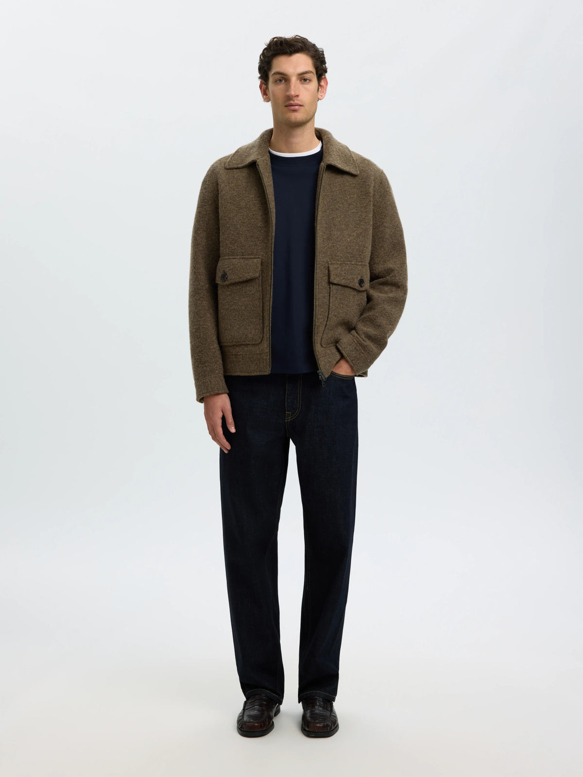 Selected Homme TAJ Heavy LS O-Neck T-Shirt - Sky Captain Blue