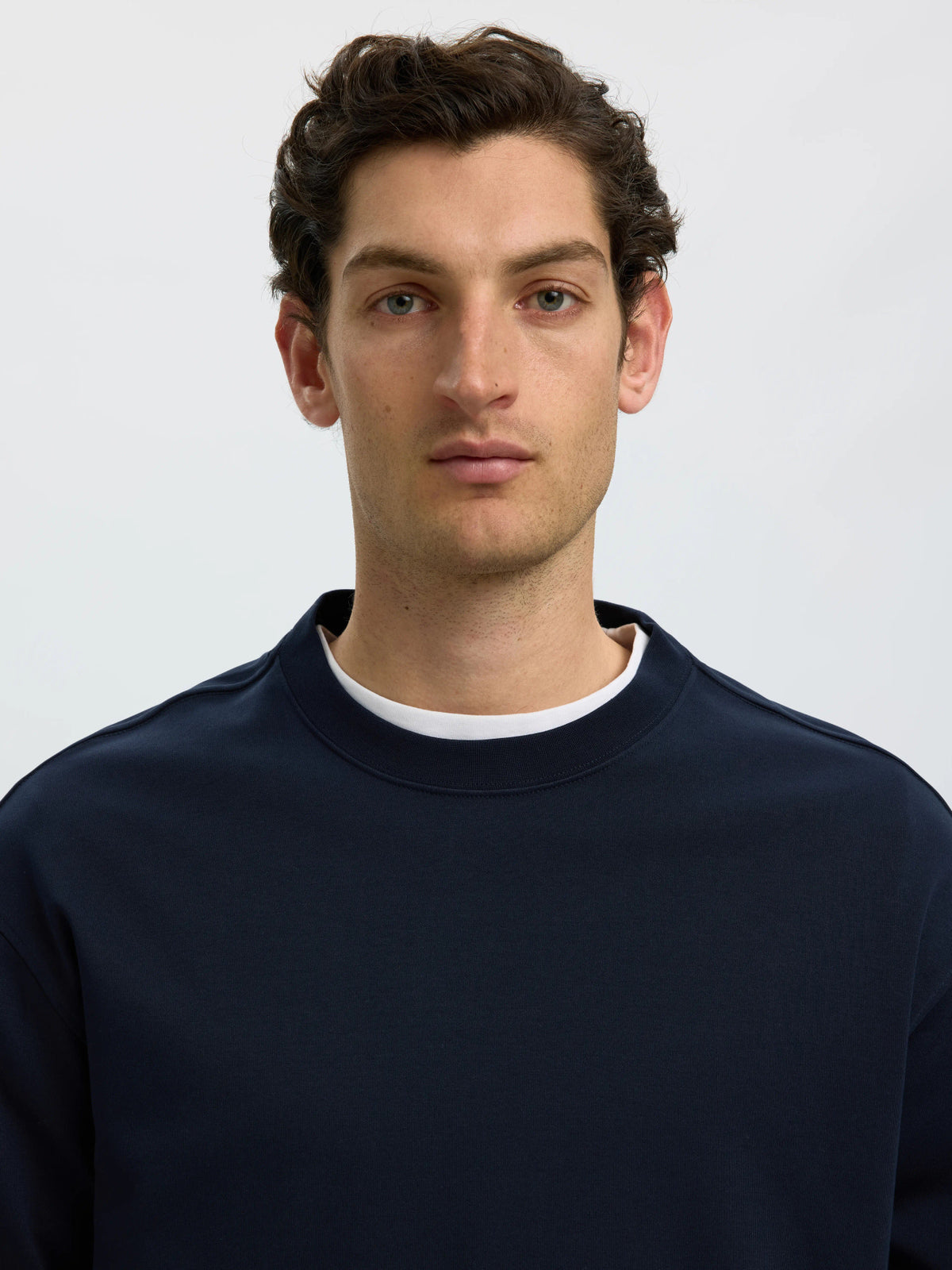 Selected Homme TAJ Heavy LS O-Neck T-Shirt - Sky Captain Blue
