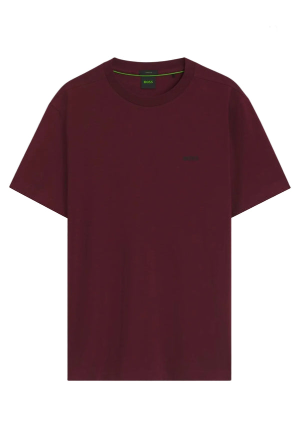Boss Stretch-cotton T-shirt with logo detail - Burgundy