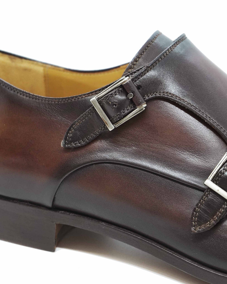 Magnanni Garrett Monk Strap Leather Shoe - Brown