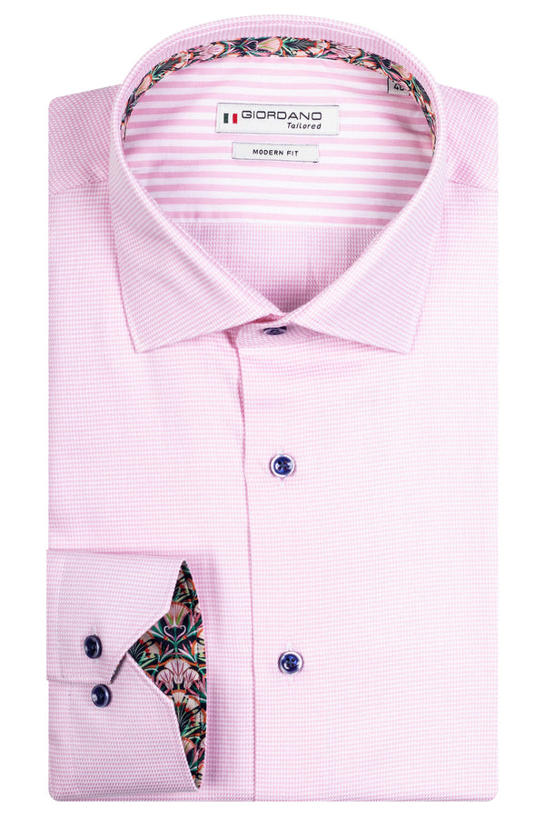 Giordano 'Magiore' Long Sleeved Cutaway Collar Shirt - Pink