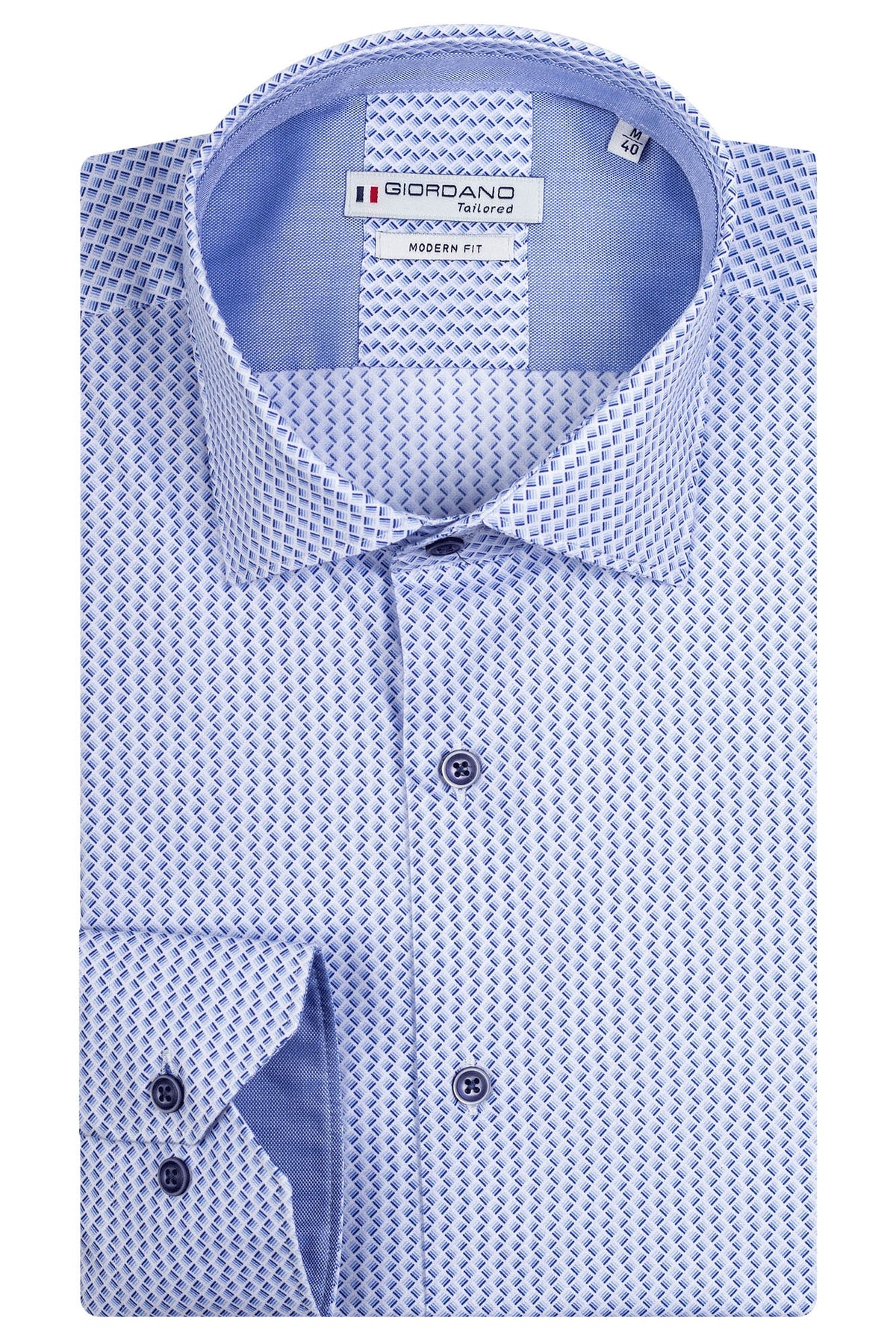 Giordano &#39;Maggiore&#39; Long Sleeved Cutaway Collar Shirt - Navy