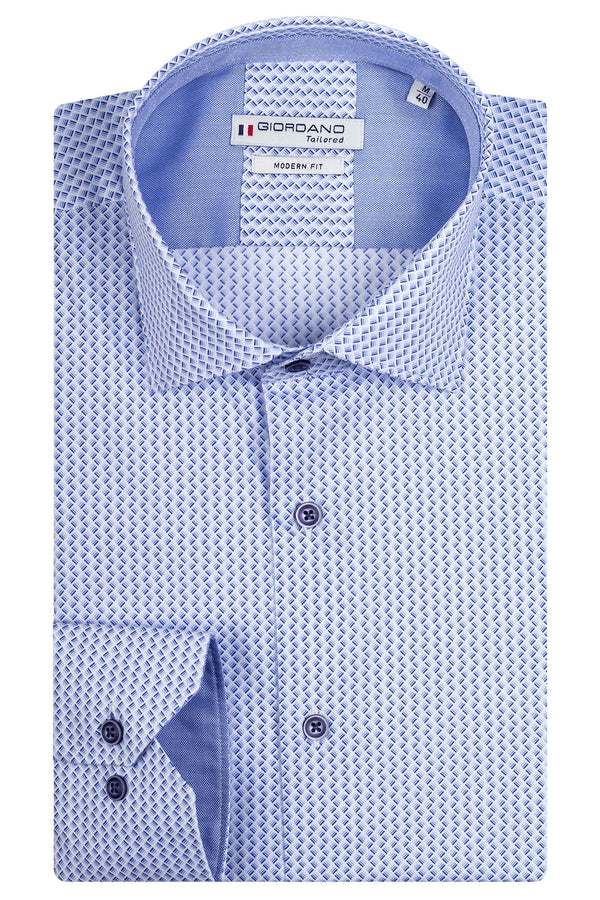 Giordano 'Maggiore' Long Sleeved Cutaway Collar Shirt - Navy