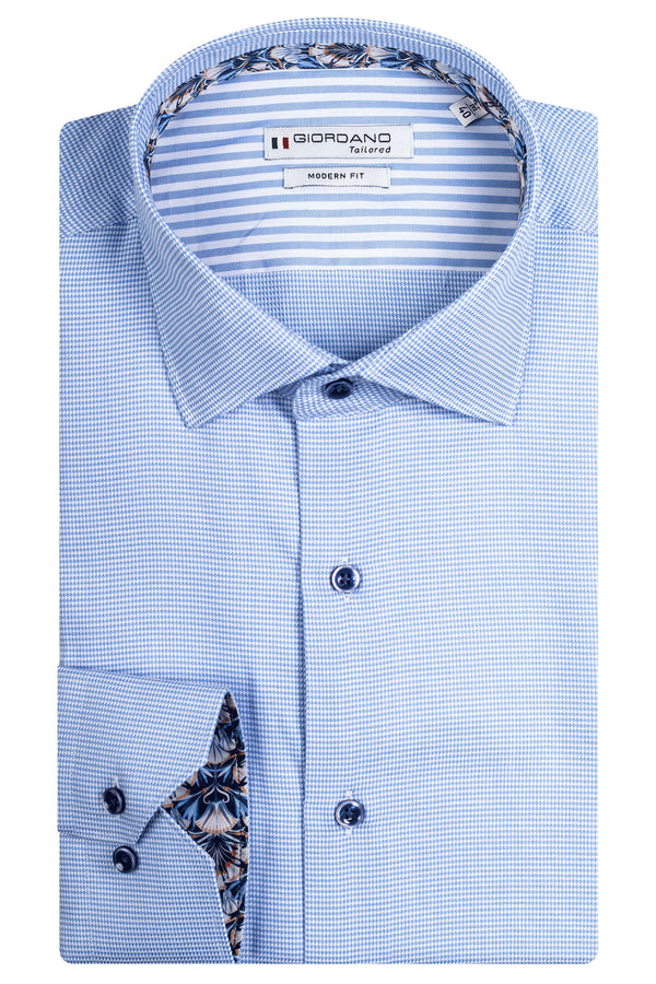 Giordano 'Magiore' Long Sleeved Cutaway Collar Shirt - Blue