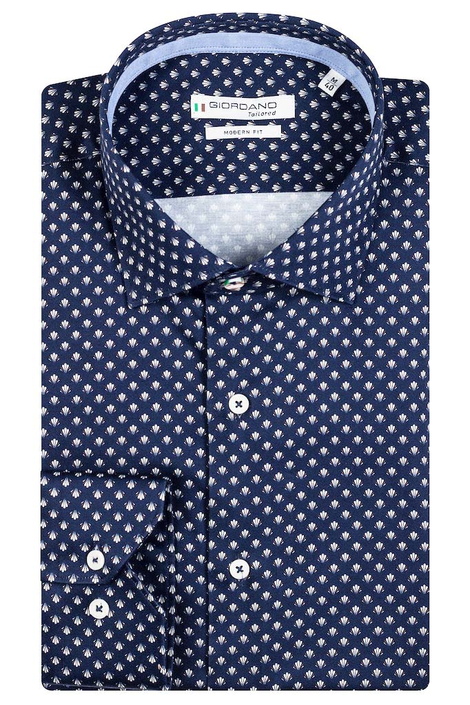 Giordano &#39;Maggiore&#39; Long Sleeved Modern Fit Printed Shirt - Navy