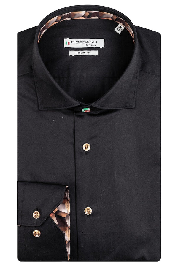 Giordano 'Maggiore' Semi Cutaway Collar Shirt - Black