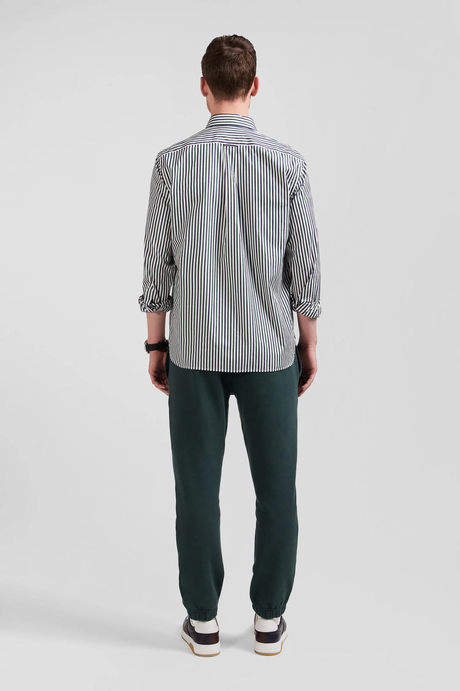 Eden Park Regular Fit Striped Cotton Poplin Shirt - Green