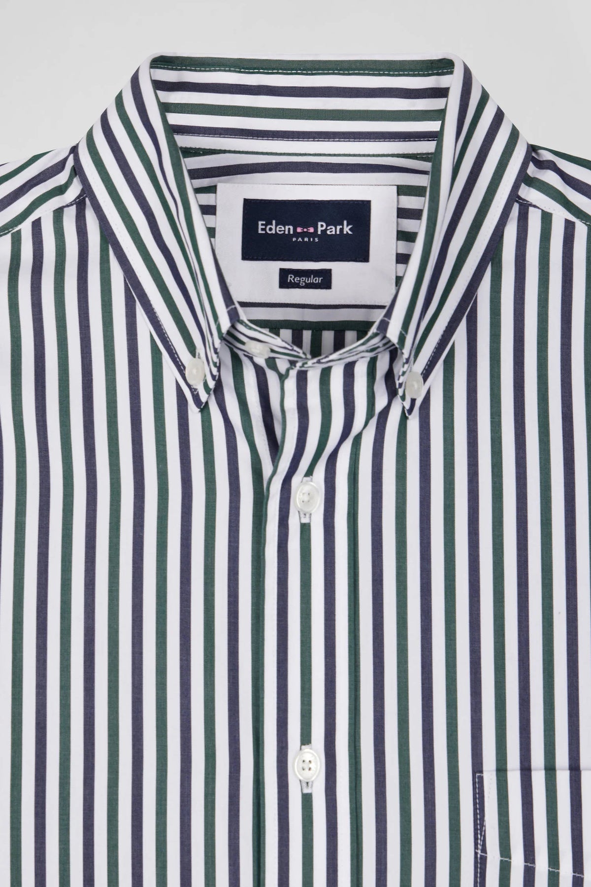 Eden Park Regular Fit Striped Cotton Poplin Shirt - Green