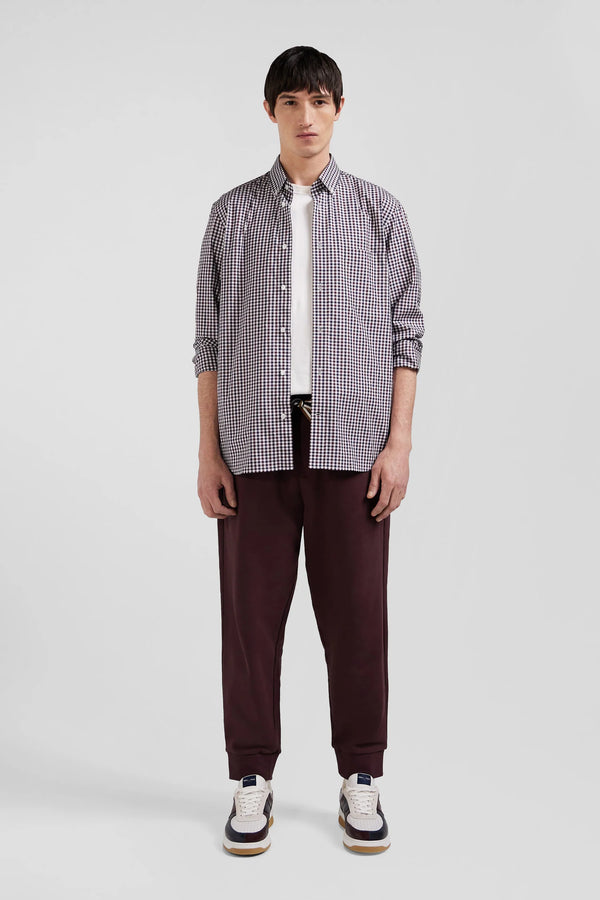 Eden Park Regular Checked Cotton Poplin Shirt - Burgundy / White