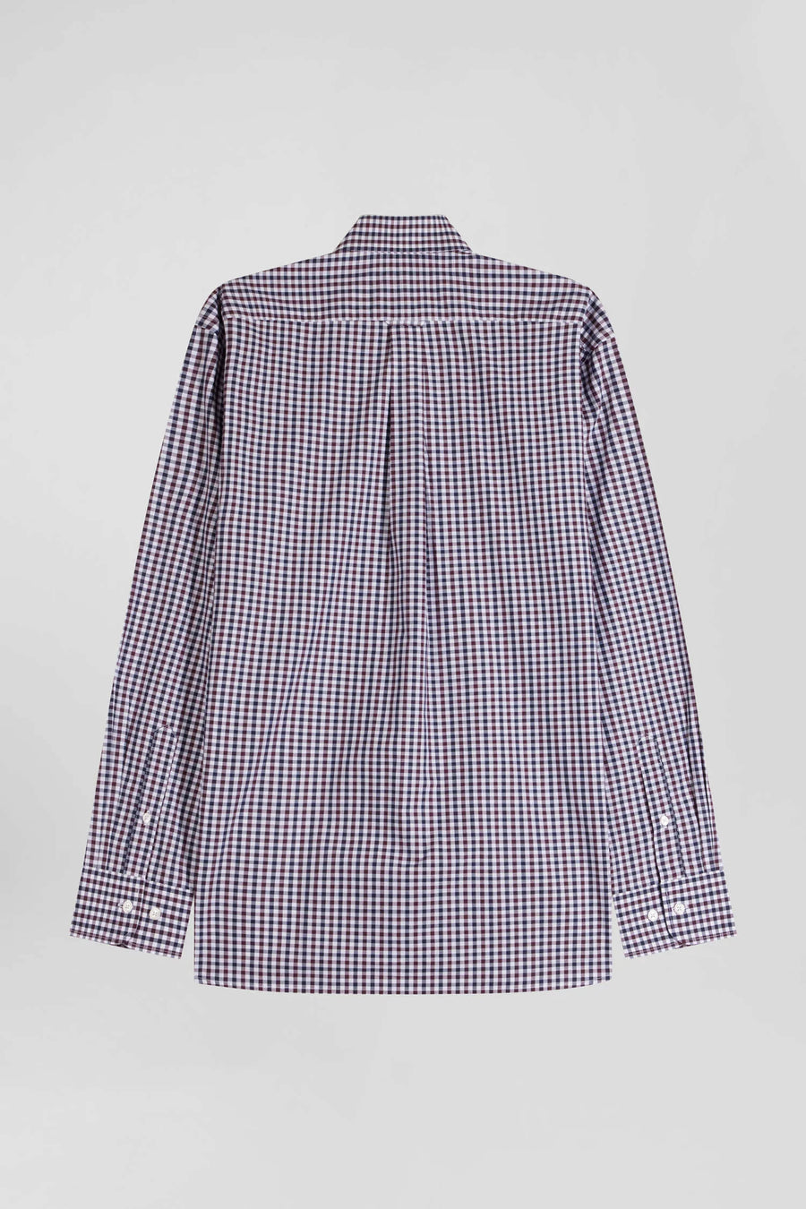 Eden Park Regular Checked Cotton Poplin Shirt - Burgundy / White