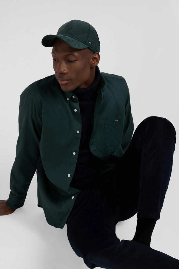 Eden Park Regular Plain Green Piqué Cotton Shirt - Green