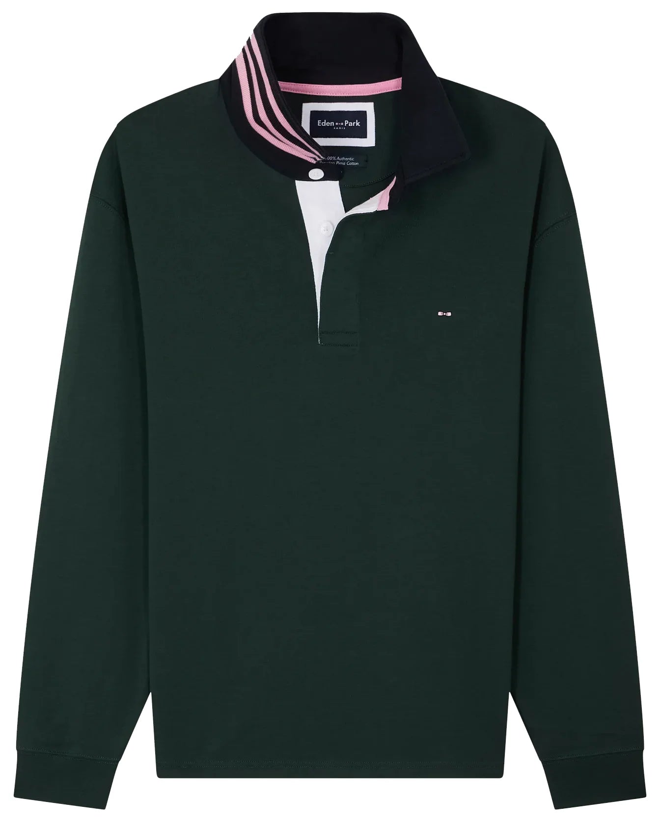 Eden Park Regular Long-Sleeved Pima Cotton Rugby Shirt Green