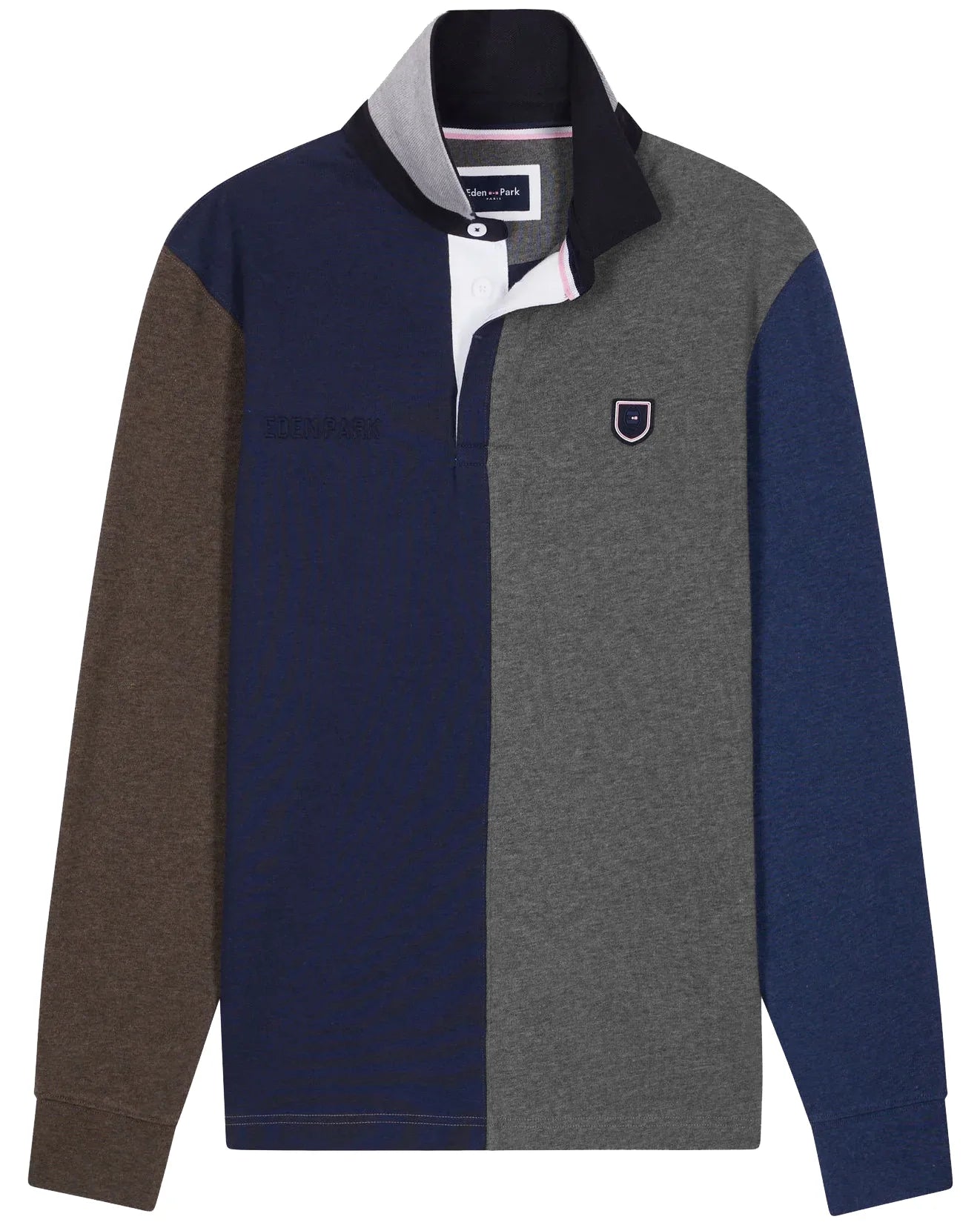 Eden Park Regular Colorblock Long-Sleeved Cotton Rugby Shirt