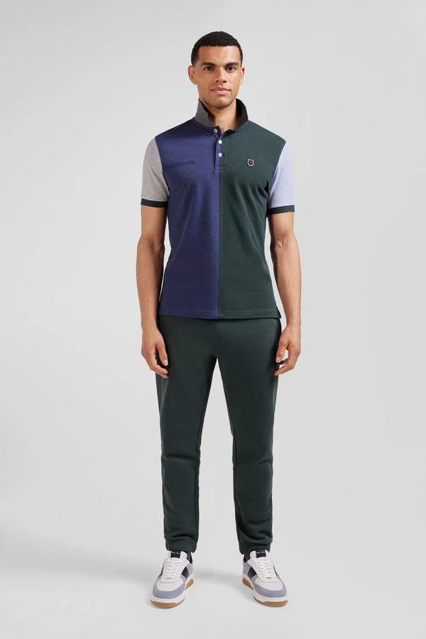 Eden Park Regular Colorblock Short-Sleeved Cotton Piqué Polo Shirt - Green