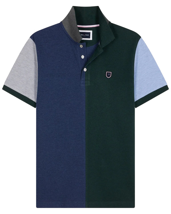 Eden Park Regular Colorblock Short-Sleeved Cotton Piqué Polo Shirt - Green