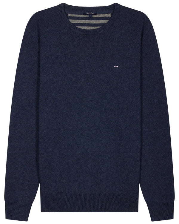 Eden Park Regular Wool and Cotton Crew Neck Jumper - Navy Blue