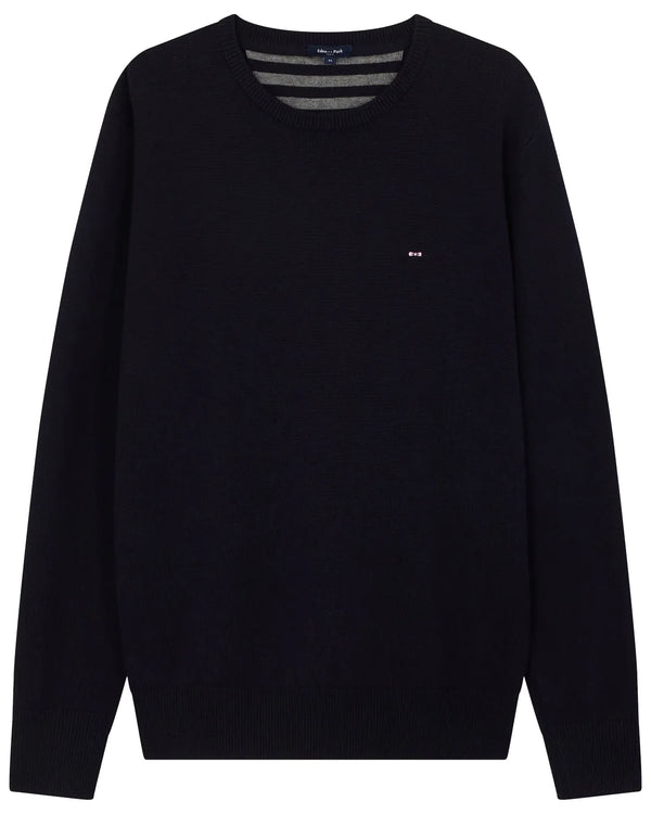 Eden Park Regular Wool and Cotton Crew Neck Jumper - Dark Blue