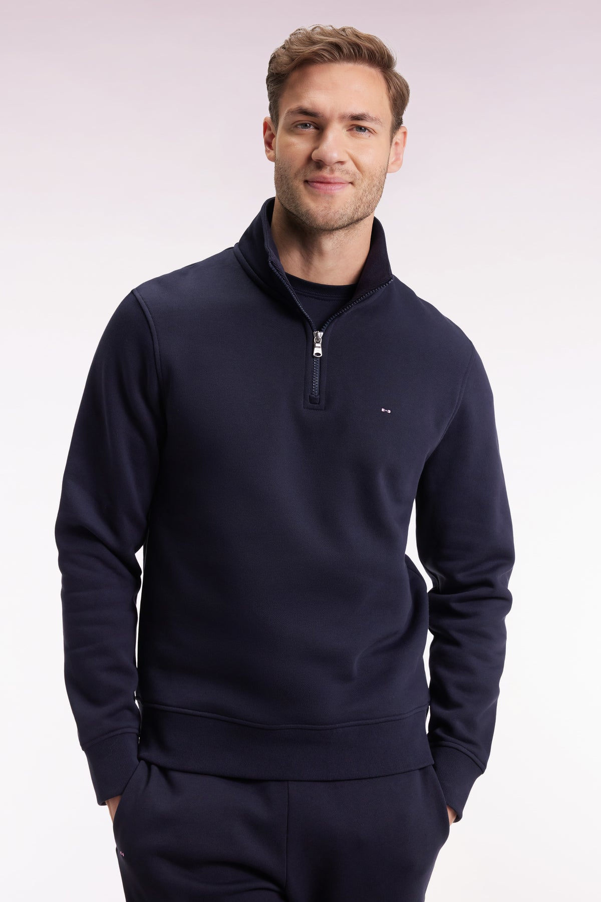 Eden Park Navy cotton fleece zip-up sweatshirt - Blue
