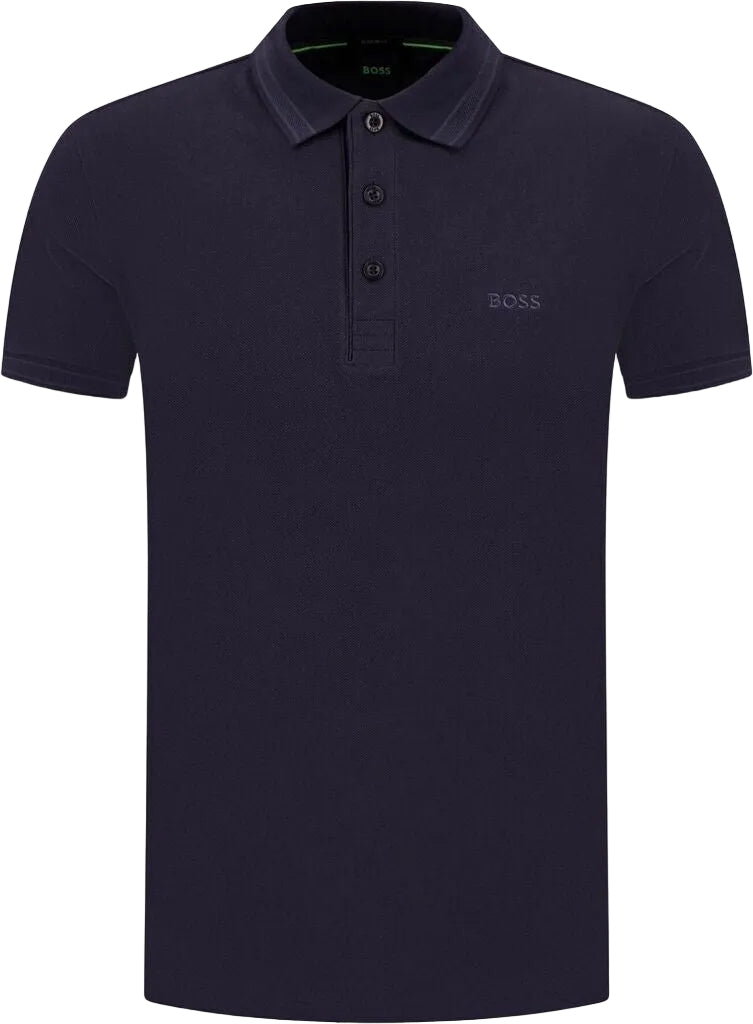 Boss Cotton piqué polo shirt with logo details - Navy