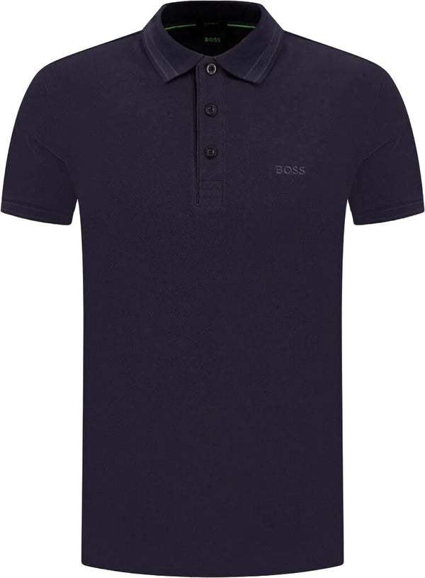 Boss Cotton piqué polo shirt with logo details - Navy