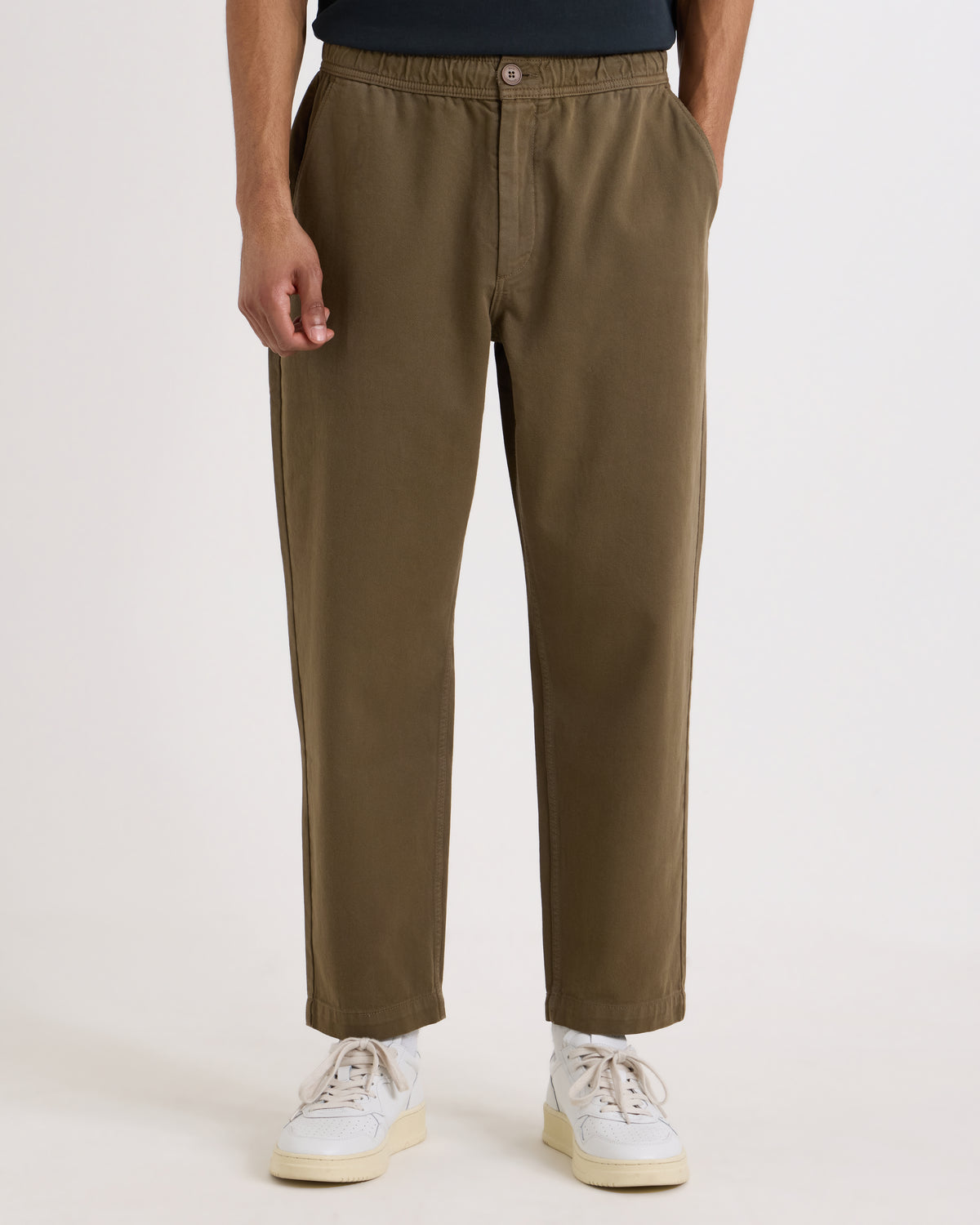 Wax London Kurt Trouser - L30 Organic Cotton Twill - Dark Khaki