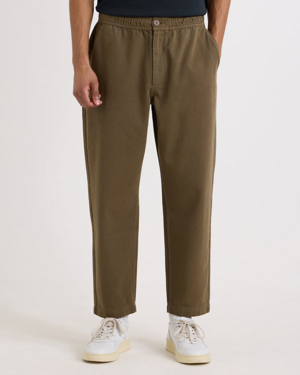 Wax London Kurt Trouser - L30 Organic Cotton Twill - Dark Khaki