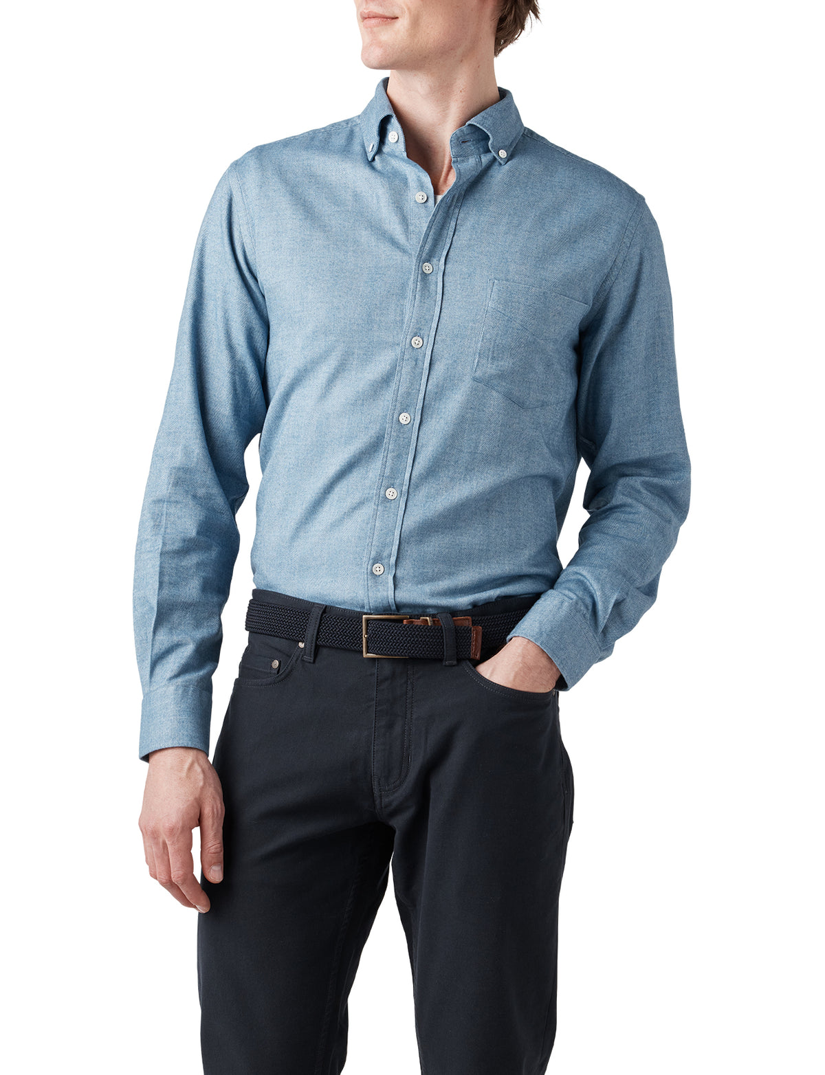 Rodd &amp; Gunn Barhil Sports Fit Shirt - Chambray Blue