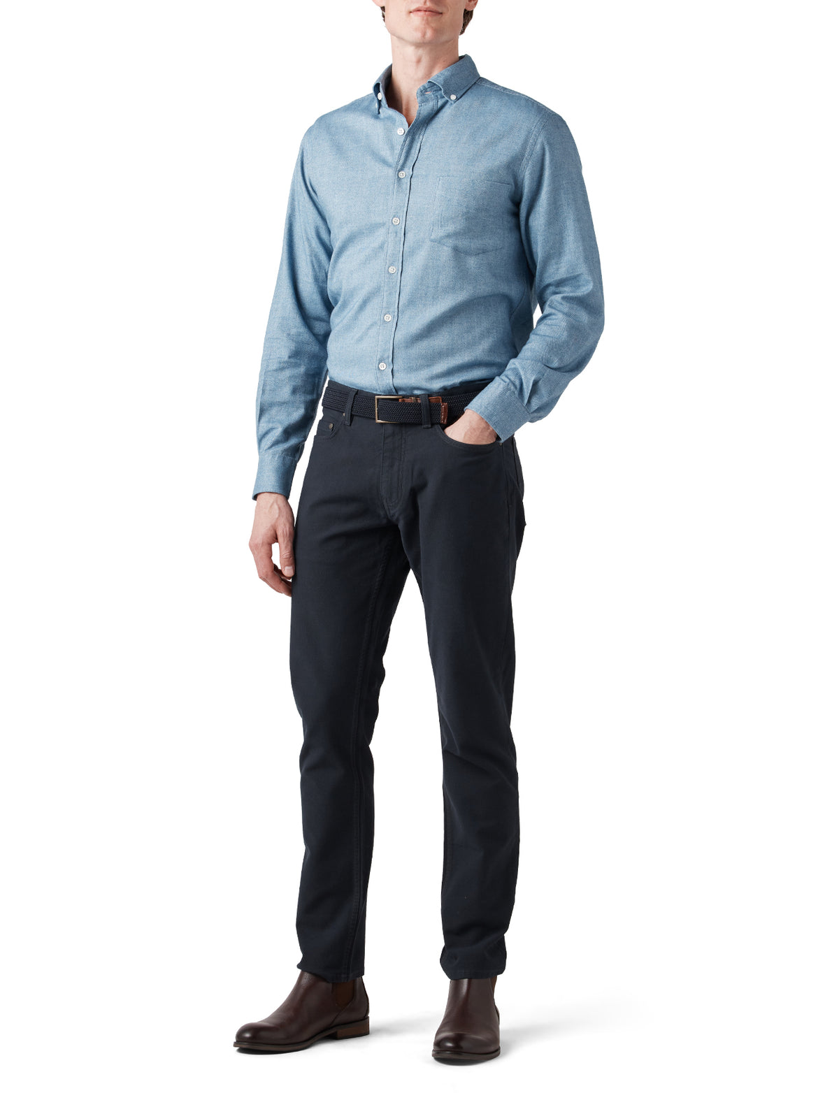 Rodd &amp; Gunn Barhil Sports Fit Shirt - Chambray Blue